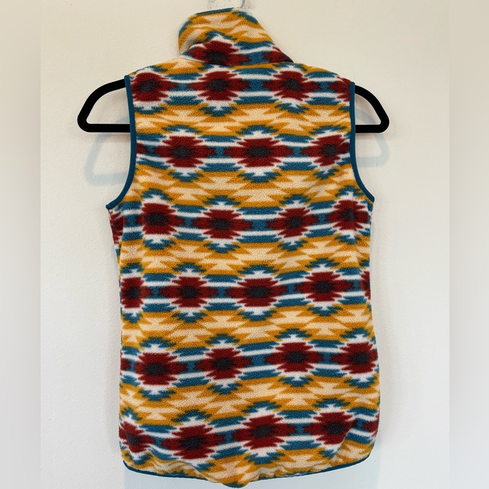 Patagonia Multicolor Patterned Fleece Vest - Mustard, Teal, Burgundy - Picture 2 of 6